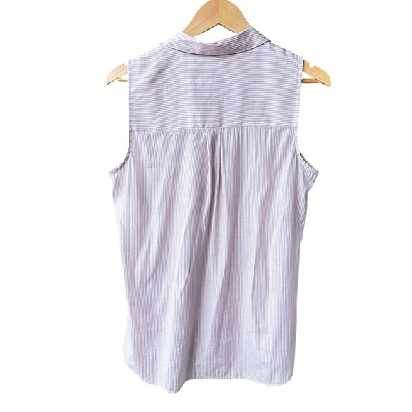 Express Sleeveless Button Up Shirt Pink White Stripe The City Shirt Size Medium - Picture 2 of 7